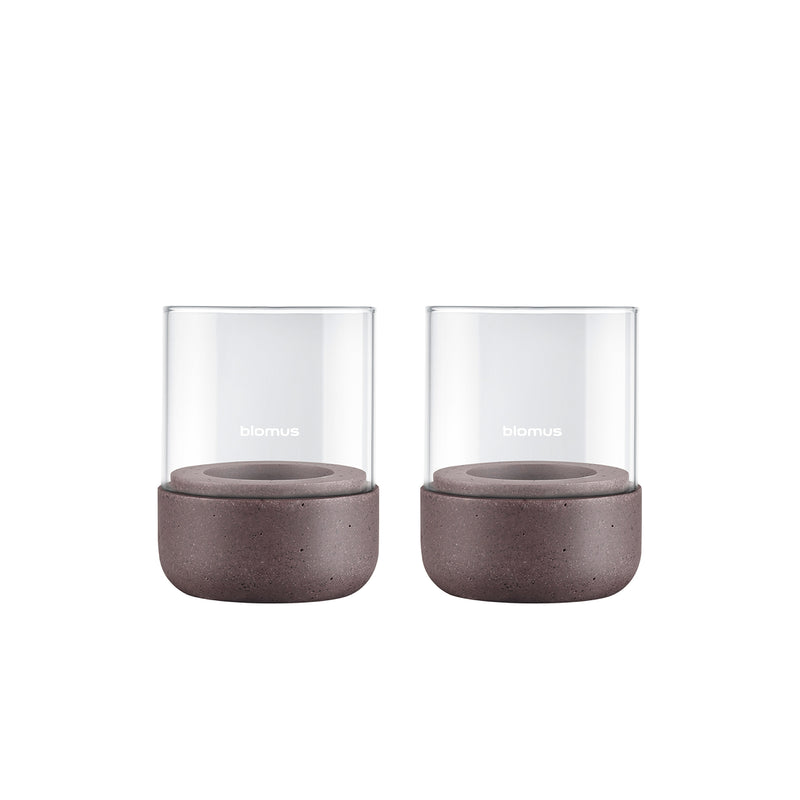 Blomus - Calma Windlicht | 2er-Set / Ø 7 cm / klar/cedar wood