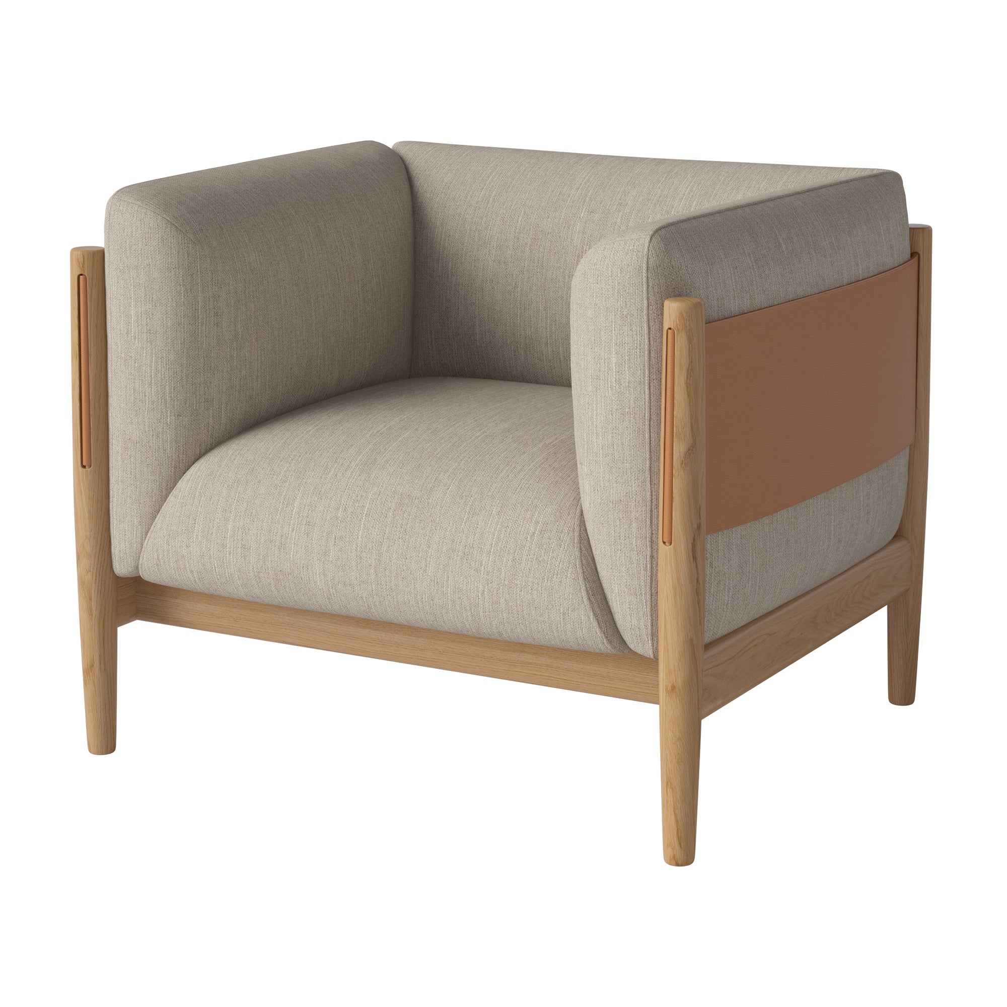 Bolia - Dive Sessel | Baize sand / Vollnarbenleder cognac