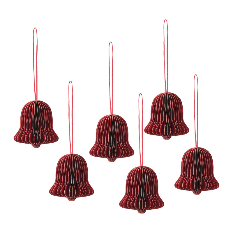 Broste Copenhagen - Chime Bell Deko-Anhänger | 6er-Set / pompeian red