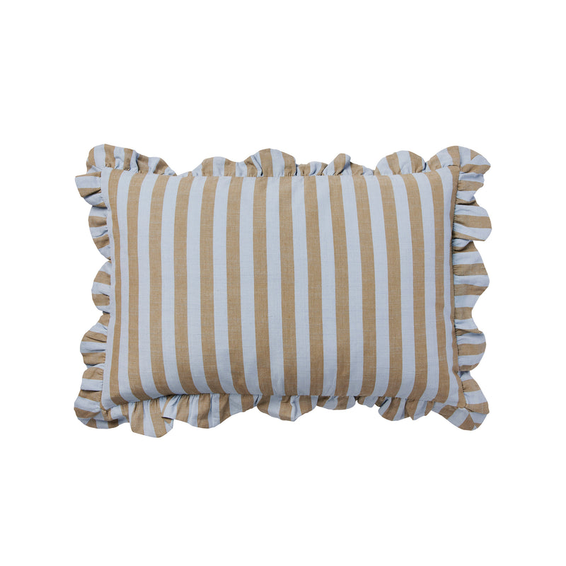 Broste Copenhagen - Ina Kissenbezug | 40 x 60 cm / dusty blue/brown kelp