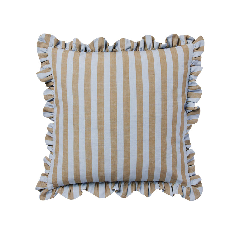 Broste Copenhagen - Ina Kissenbezug | 50 x 50 cm / dusty blue/brown kelp