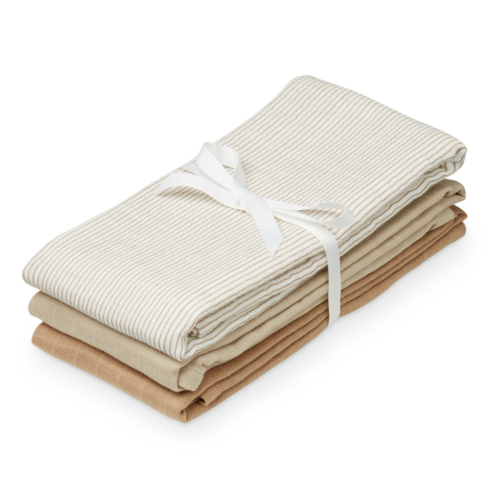 Cam Cam Copenhagen - Mulltücher-Set | 3er-Set / classic stripes camel/latte/camel