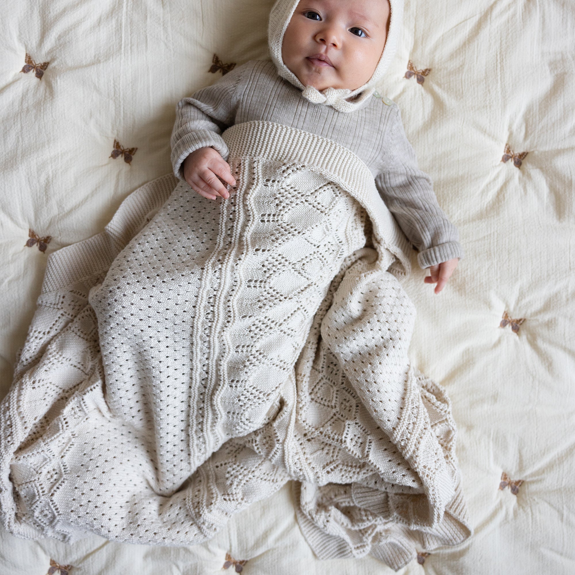 Cam Cam Copenhagen - Pointelle Strick Babydecke | hazel, off-white