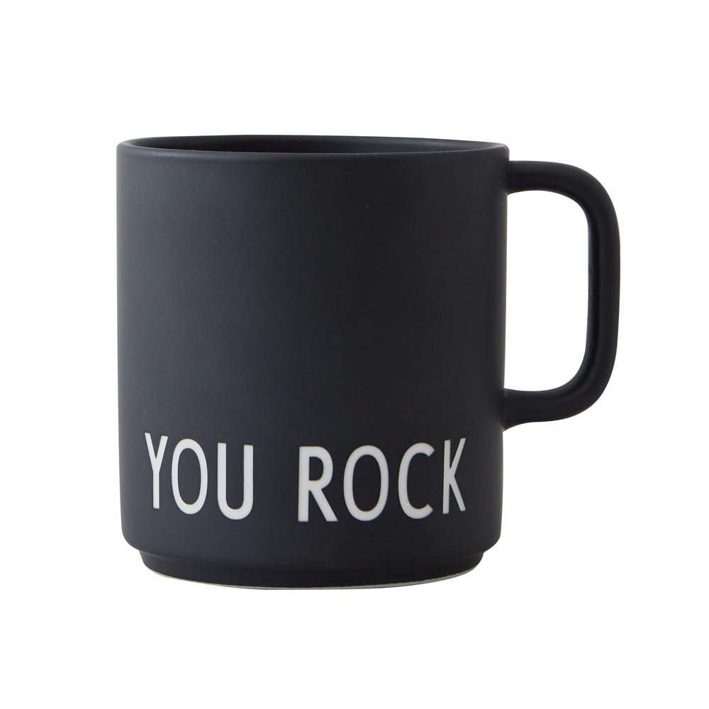 Design Letters - AJ Favourite Porzellan Becher mit Henkel | You Rock / schwarz