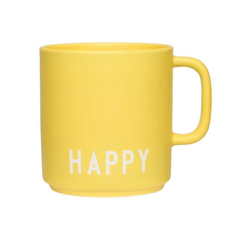 Design Letters - AJ Favourite Porzellan Becher mit Henkel | Happy / yellow