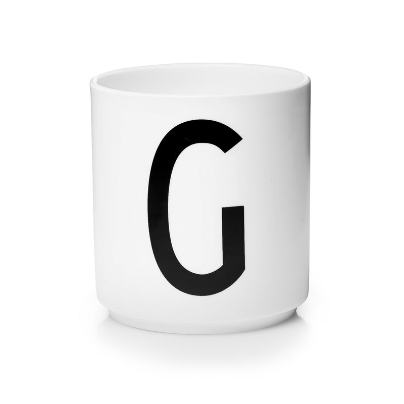 Design Letters - AJ Porzellan Becher A-Z | G / weiß