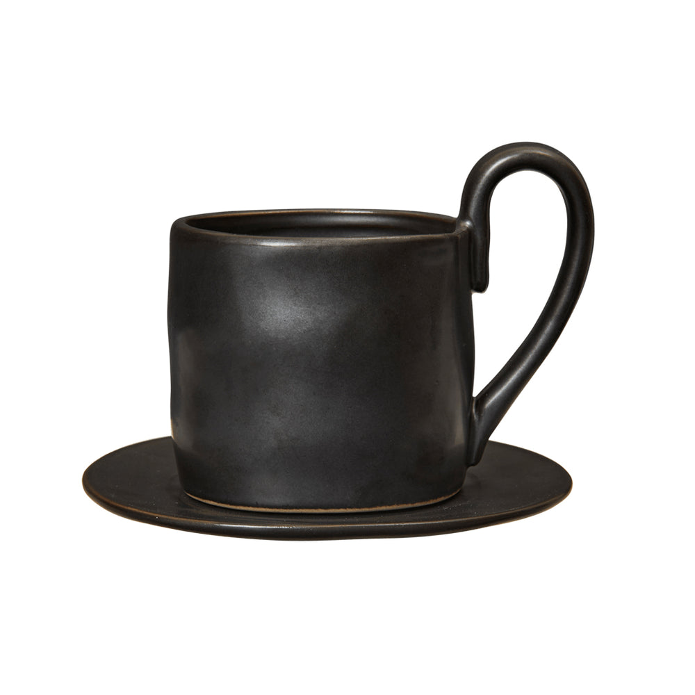 Ferm Living - Flow Tasse mit Untertasse | schwarz