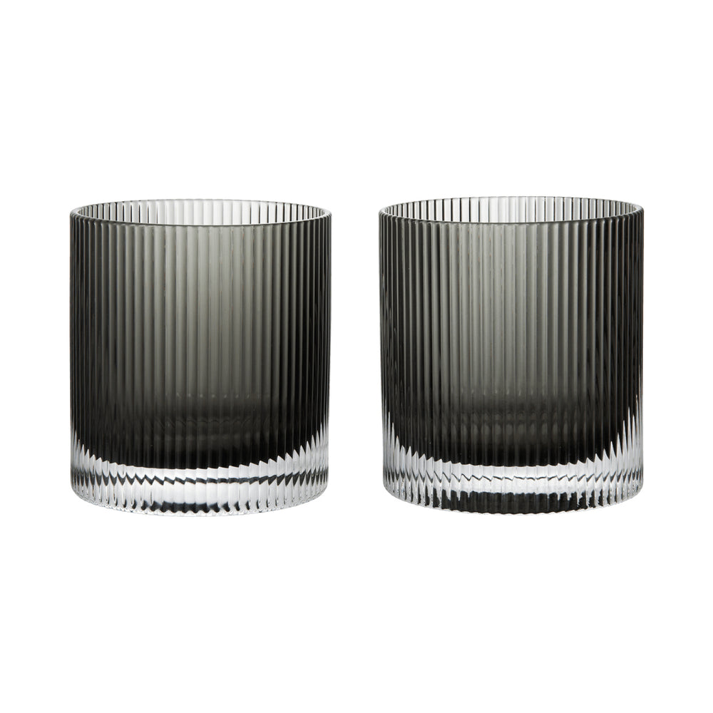 Ferm Living - Ripple Tumbler (2er-Set) | smoked grey