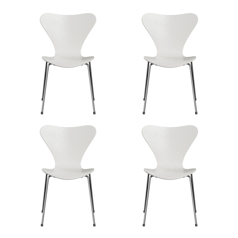 Fritz Hansen - Serie 7 Stuhl Chrom (4er-Set) | Chrom / Esche weiß gefärbt