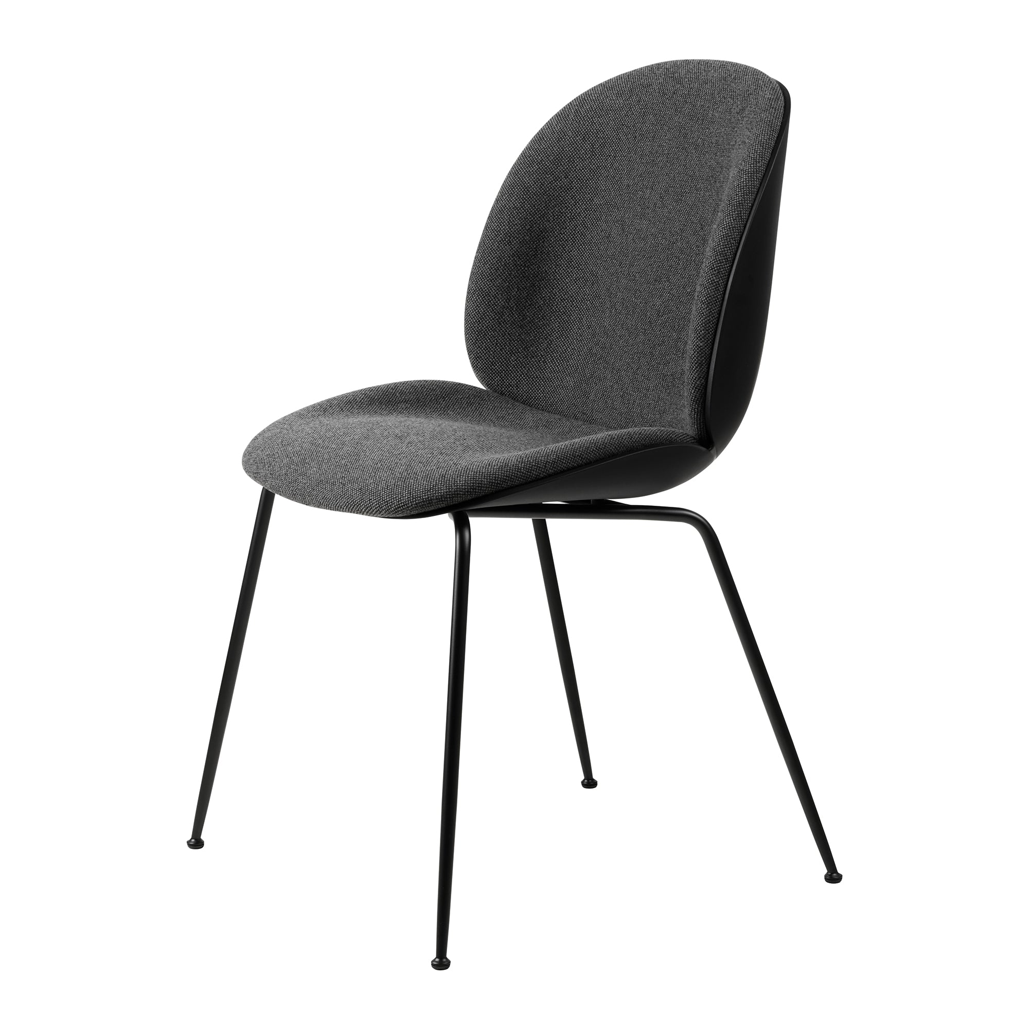 Gubi - Beetle Dining Chair (gepolstert) | Kvadrat Hallingdal 65 grau (173) / Frontpolsterung / Conic Base