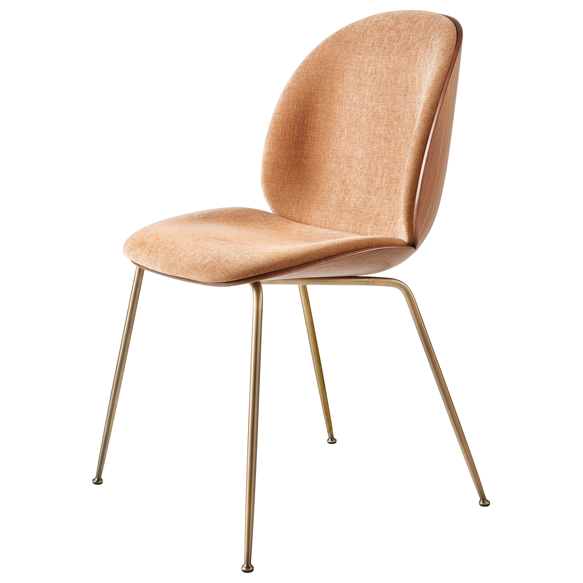 Gubi - Beetle Dining Chair (gepolstert) | Dedar Belsuede Special FR (132) / Frontpolsterung / Messing antique
