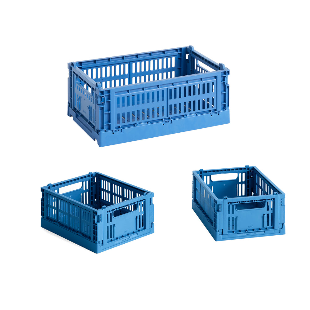 HAY - Colour Crate S Korb-Set recycled | 3er-Set / electric blue