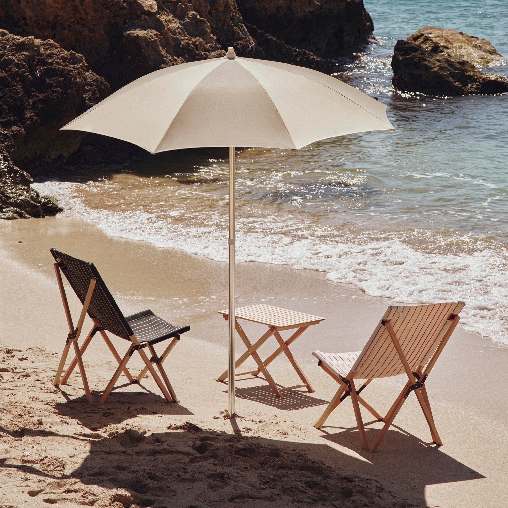 HAY - Terrazza Sonnenschirm | Ø 200 x H170-220 cm / off-white and grey