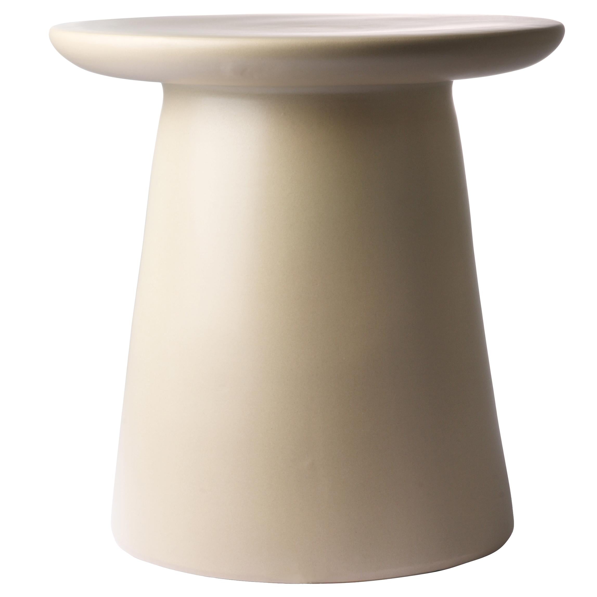 HKliving - Beistelltisch aus Steingut | Ø 40 x H 43 cm / creme/natur