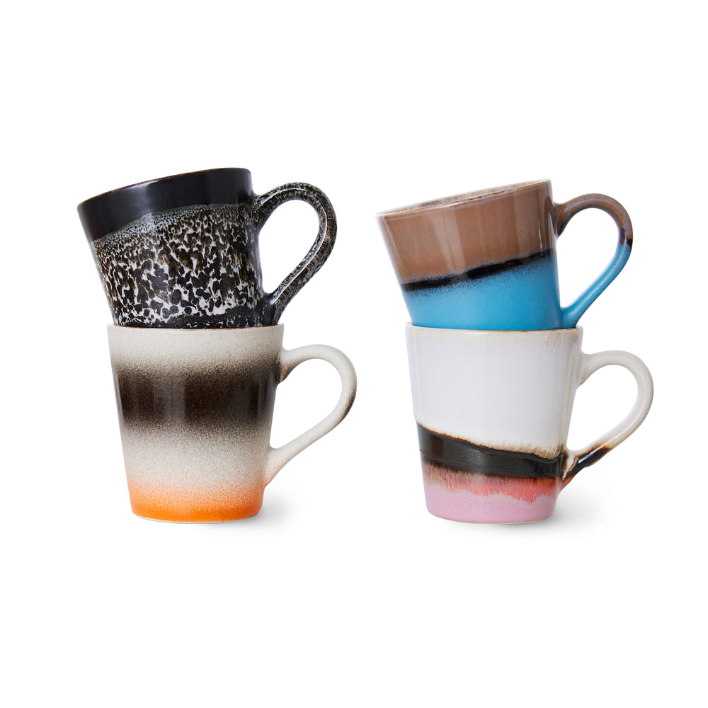 HKliving - 70's Espresso Tassen &amp; Becher | 4er-Set / Espresso / funky