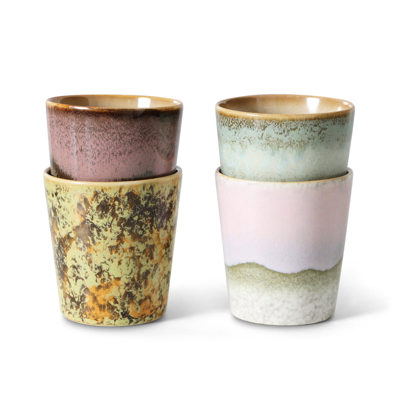 HKliving - 70's Kaffeebecher | 4er-Set / 230 ml / serendipity