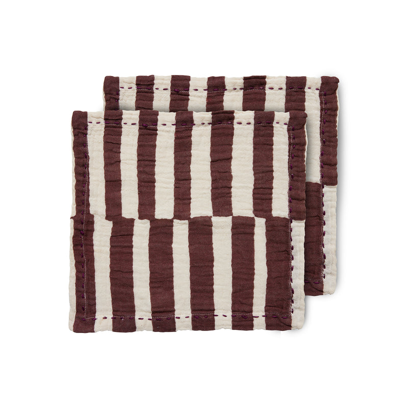 HKliving - Baumwollservietten | striped burgundy