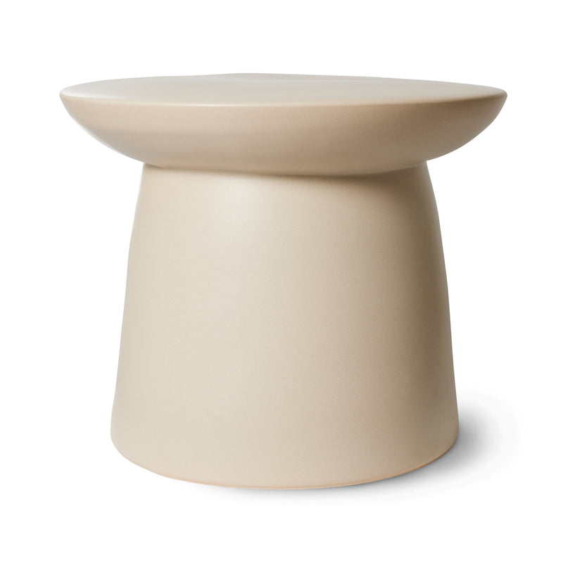 HKliving - Beistelltisch aus Steingut | Ø 46 x H 37 cm / cream