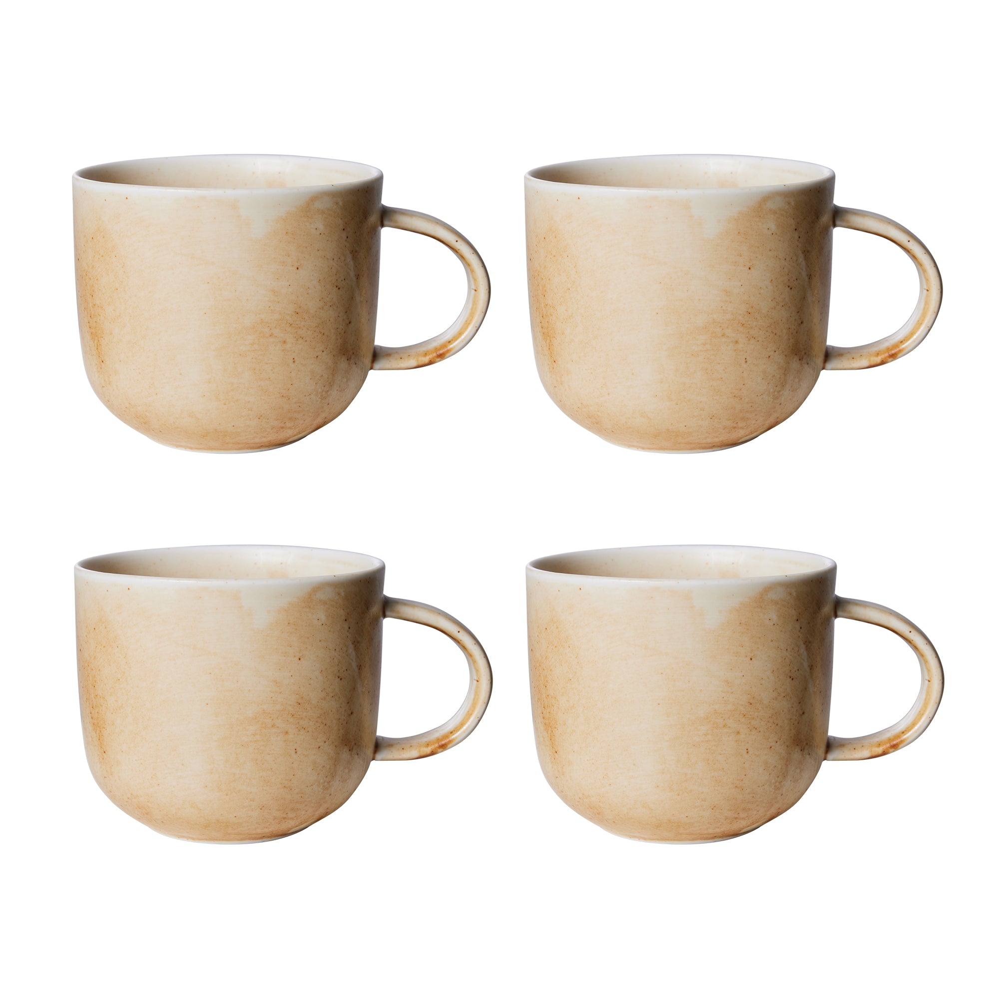 HKliving - Chef Ceramics Becher (4er-Set) | rustic cream/braun