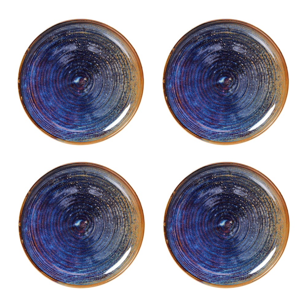 HKliving - Chef Ceramics Teller (4er-Set) | Ø 20 cm / rustic blau