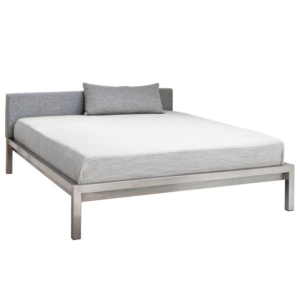 Hans Hansen - Pure Bett | inkl. Polsterkopfteil Velito grau / 160 x 200 cm / Edelstahl, inkl. Polsterkopfteil Velito grau / 180 x 200 cm / Edelstahl