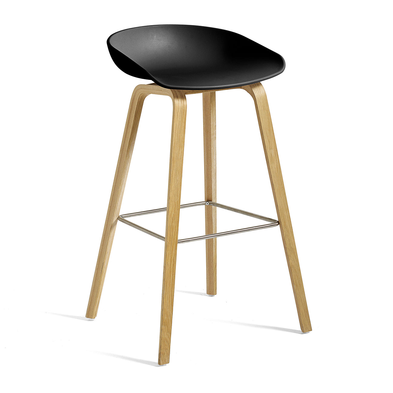 HAY - About A Stool AAS 32 | H 65 cm / black 2.0 / Eiche lackiert / Edelstahl