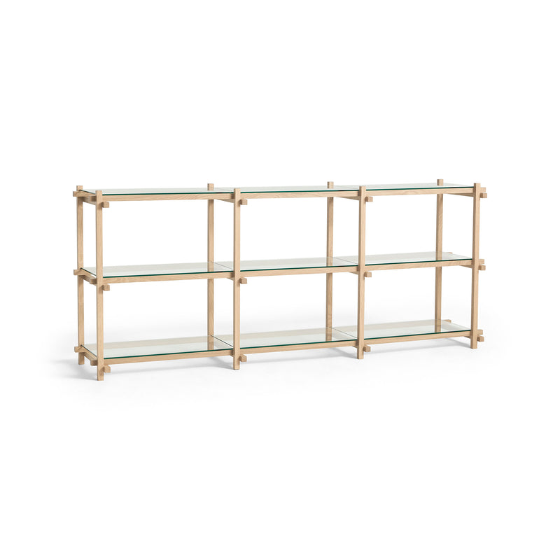 HAY - Woody Regal | low / clear glass / Eiche geseift