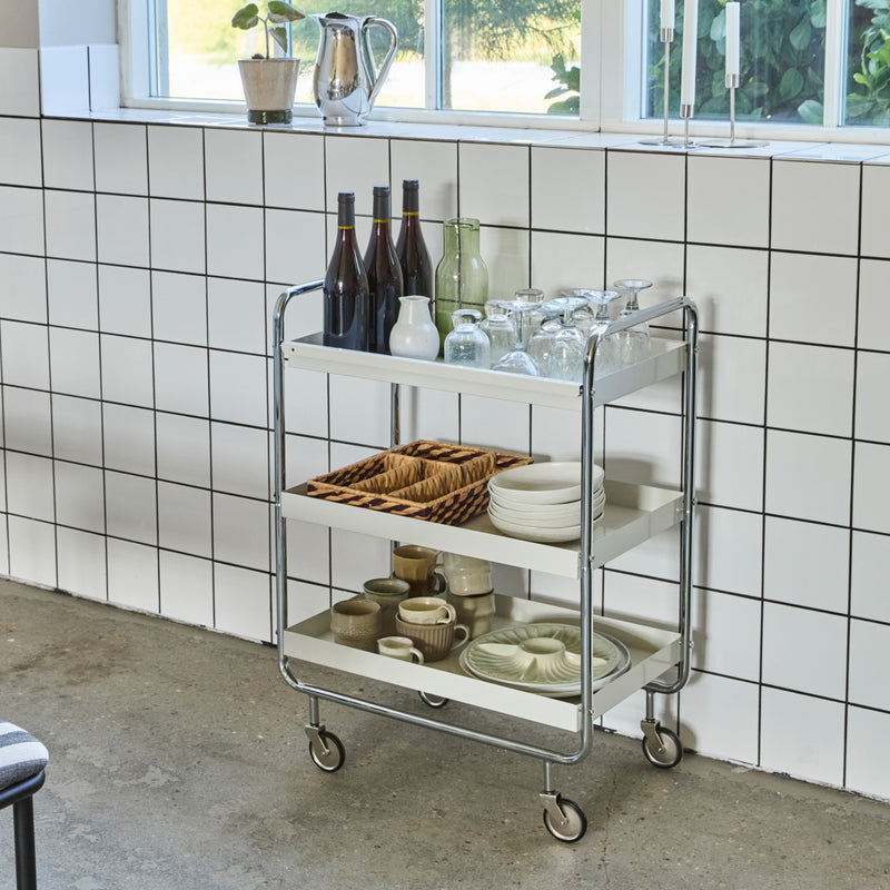 House Doctor - Servierwagen Roll | B 62 cm / off-white/crome