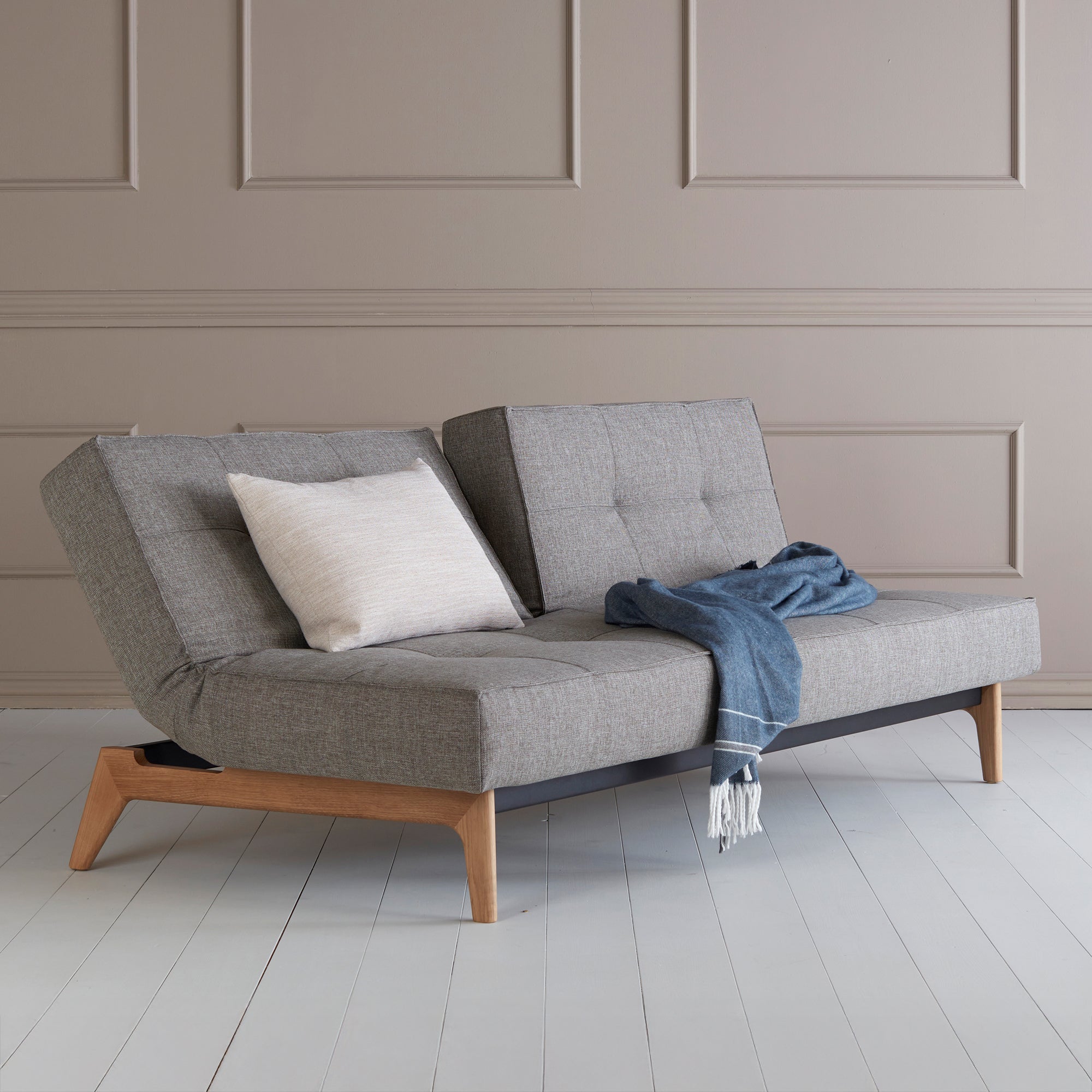Innovation Living - Splitback Schlafsofa | Innovation Living Mixed Dance grey (521) / Eiche