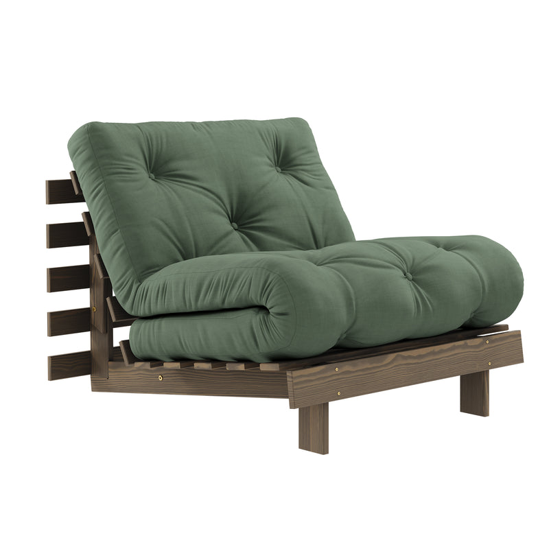 Karup Design - Roots Schlafsessel | 90 x 200 cm / 756 Olive Green / 106 Carob brown lacquered