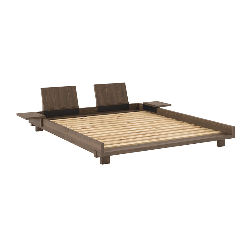 Karup Design - Social Bett | inkl. Rückenlehne und 2 Nachttischen / 160 x 200 cm / 106 carob brown lacquered
