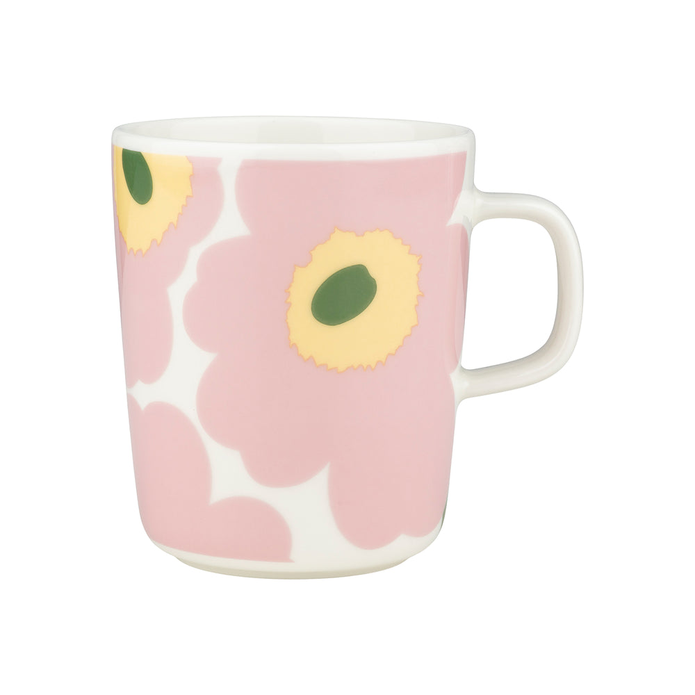 Marimekko - Oiva Unikko Becher mit Henkel | 250 ml / weiß/pink/hellgelb