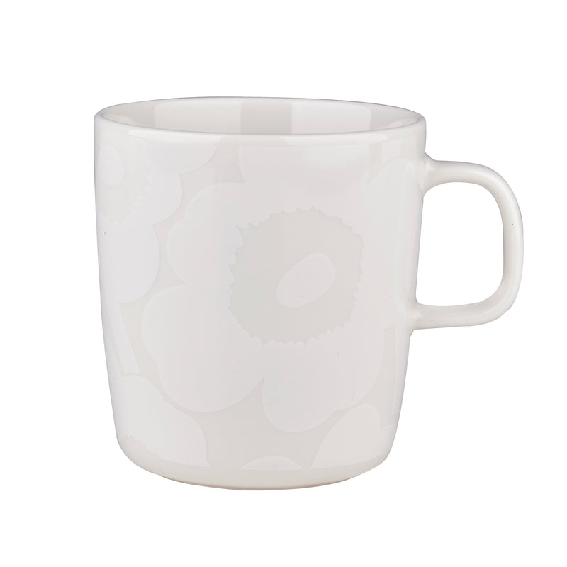 Marimekko - Oiva Unikko Becher mit Henkel | 400 ml / weiß/off-white