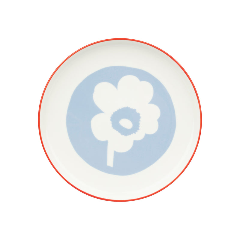 Marimekko - Oiva Unikko Teller Ø 20 cm | weiß/hellblau/orange