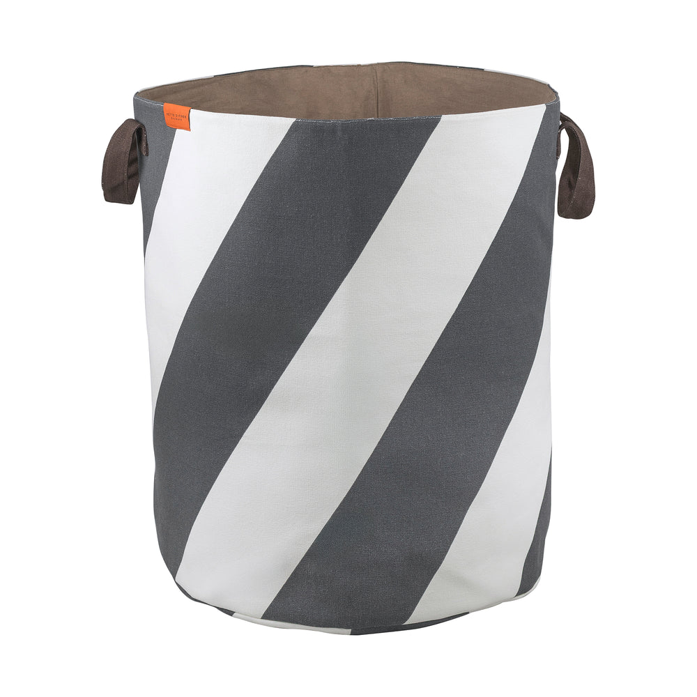 Mette Ditmer - Diagonal Wäschekorb | dunkelgrau/off-white