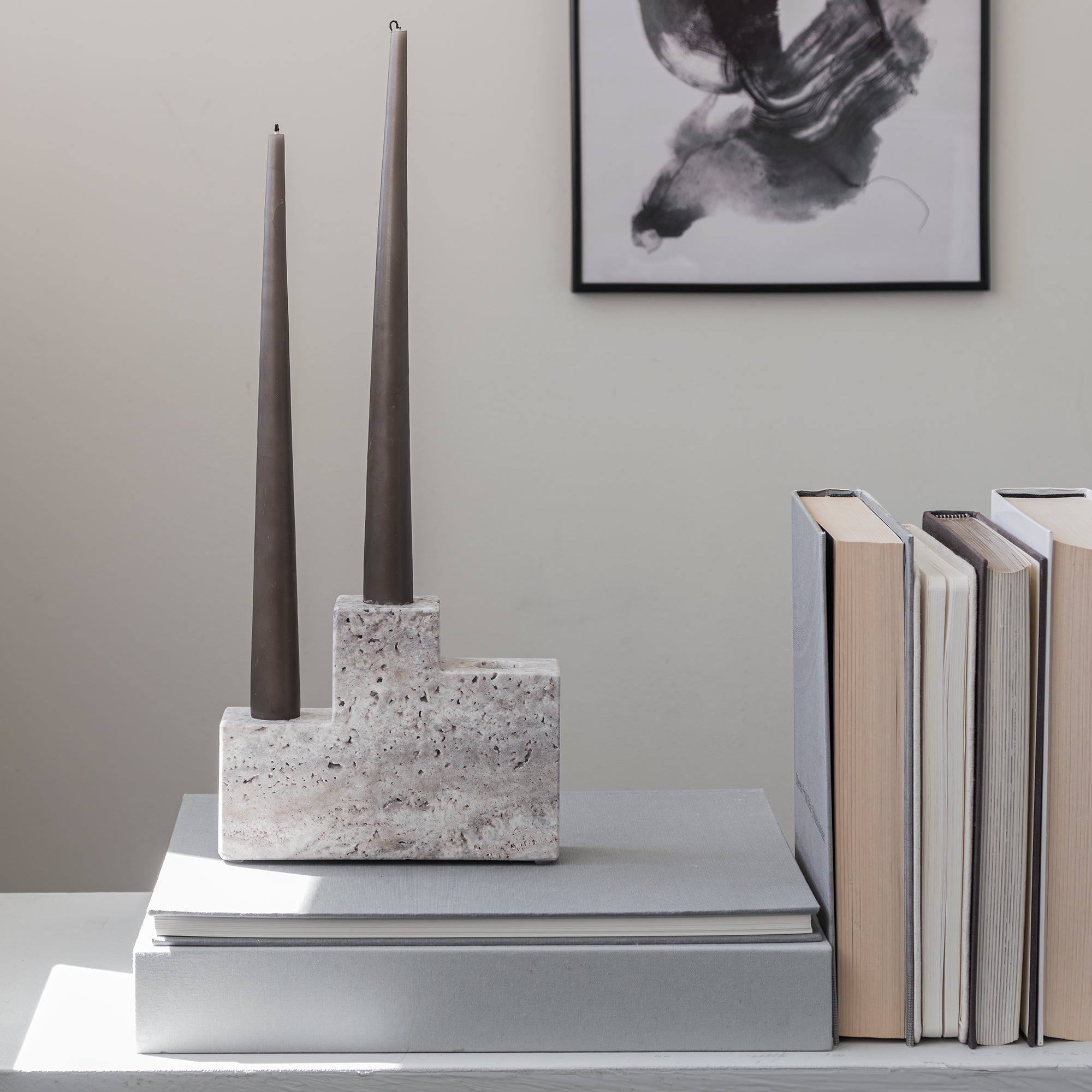 Mette Ditmer - Step Kerzenhalter | trio / Travertine chalk