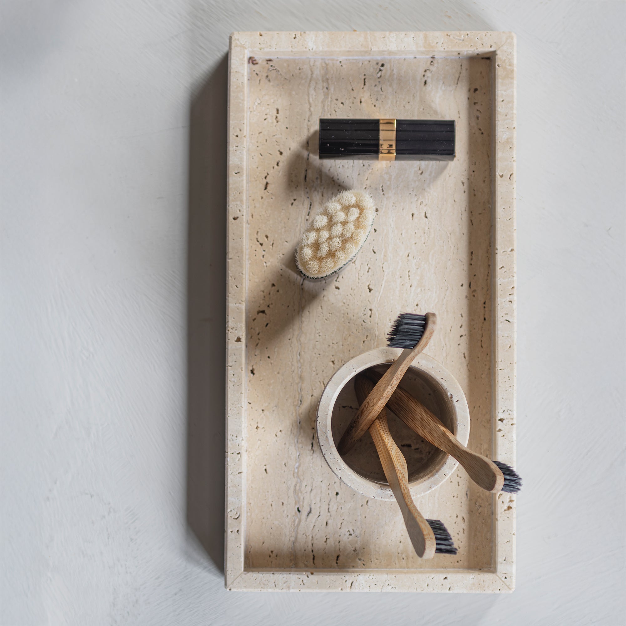 Mette Ditmer - Travertine Tablett | 16 x 31 cm