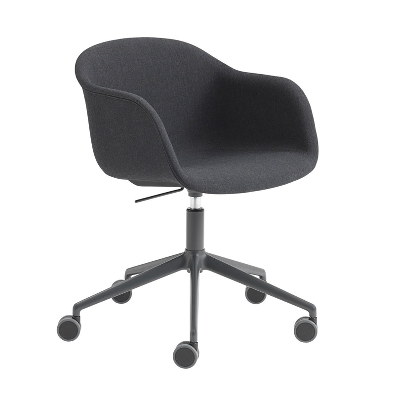 Muuto - Fiber Büro-Armlehnstuhl Swivel Base | Kvadrat Remix 3 dunkelgrau (183)