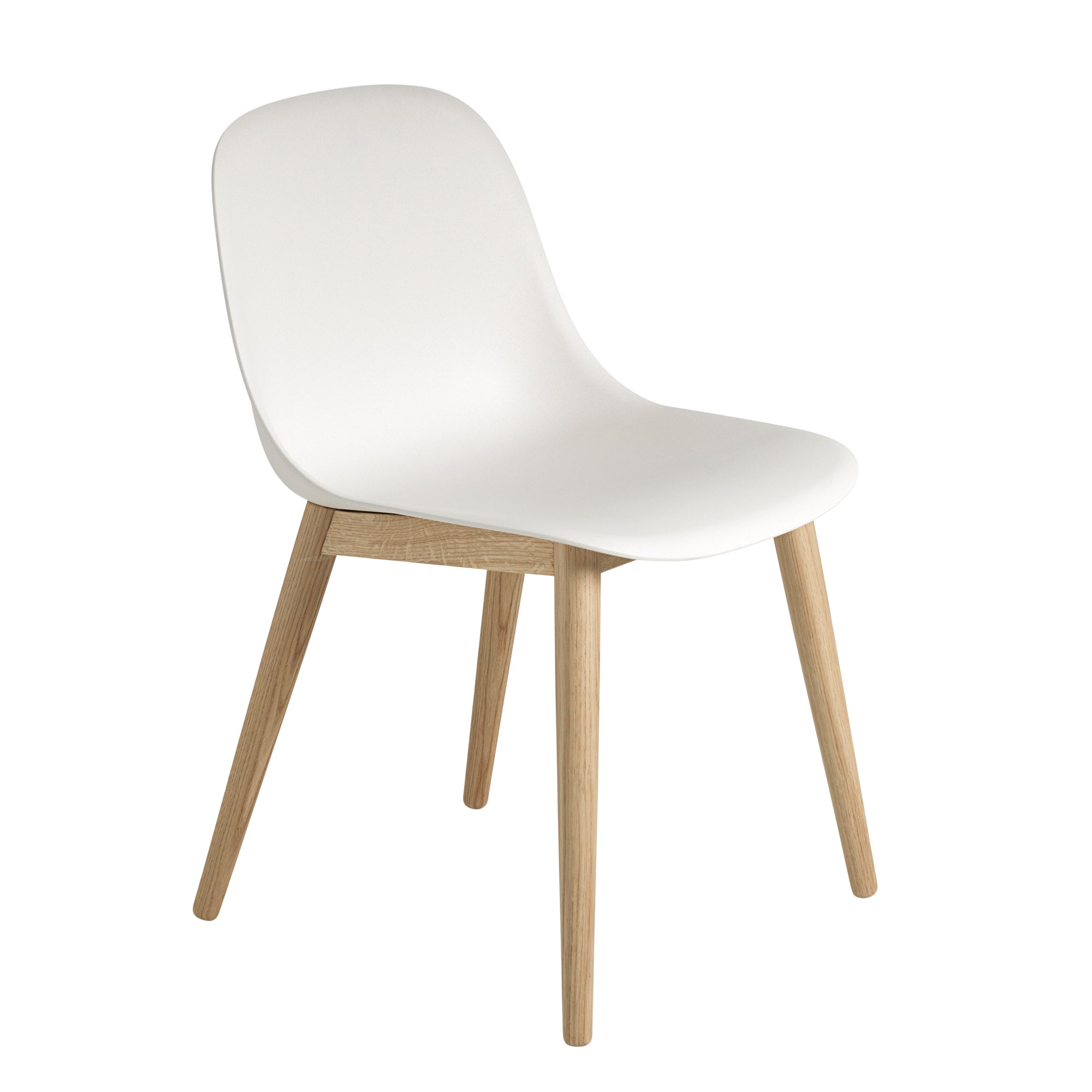 Muuto - Fiber Side Chair Wood Base | weiß recycled / Eiche natur