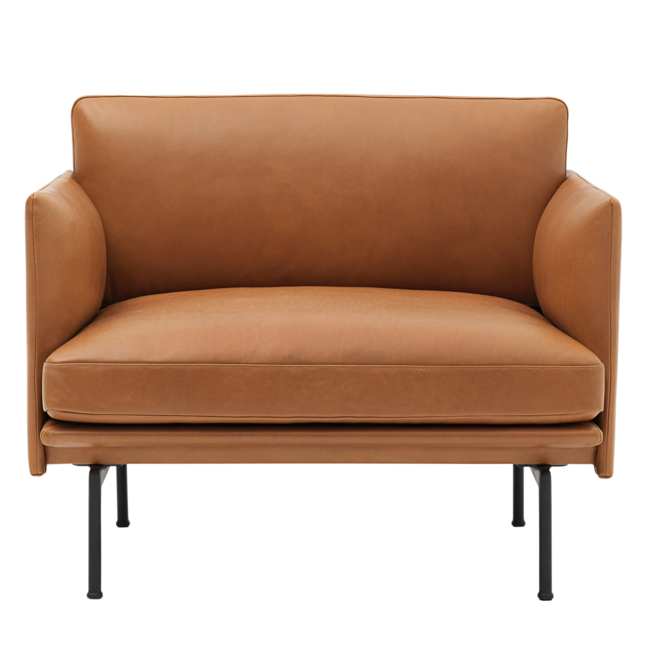 Muuto - Outline Sessel | Silk Leather cognac / verkehrsschwarz