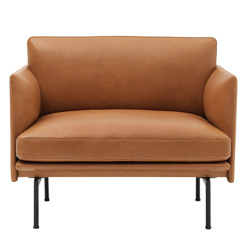 Muuto - Outline Sessel | Silk Leather cognac / verkehrsschwarz