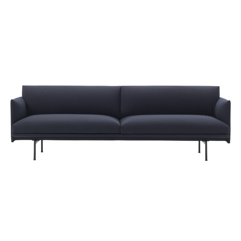 Muuto - Outline Sofa 3-Sitzer | Vidar dunkelblau (554) / schwarz
