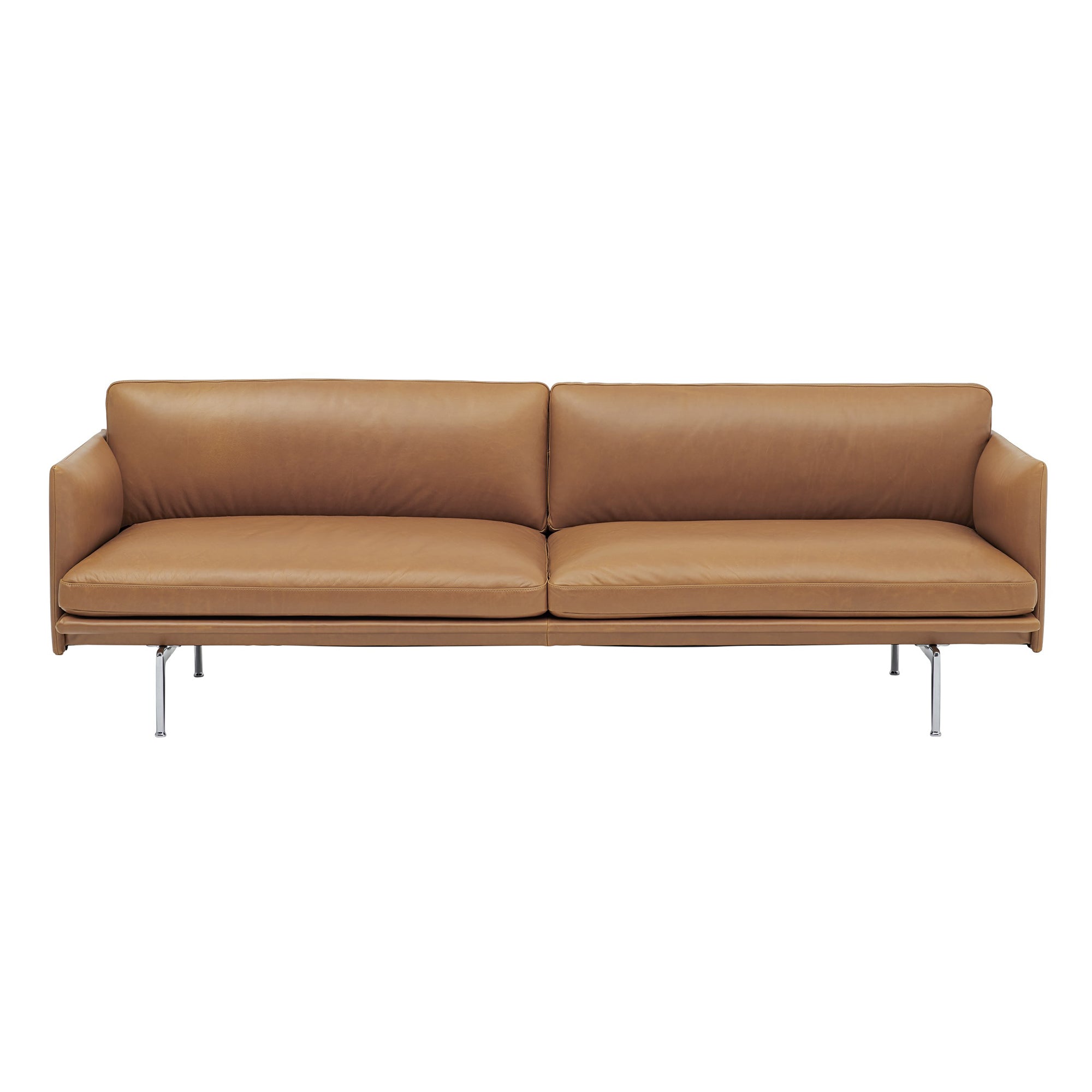 Muuto - Outline Sofa 3-Sitzer | Refine Leder cognac / poliertes Aluminium