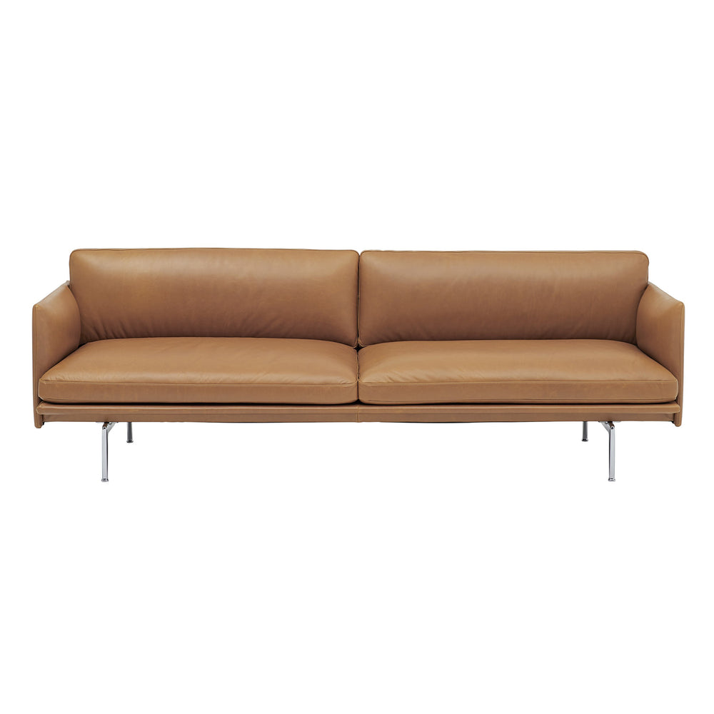 Muuto - Outline Sofa 3-Sitzer | Refine Leder cognac / poliertes Aluminium