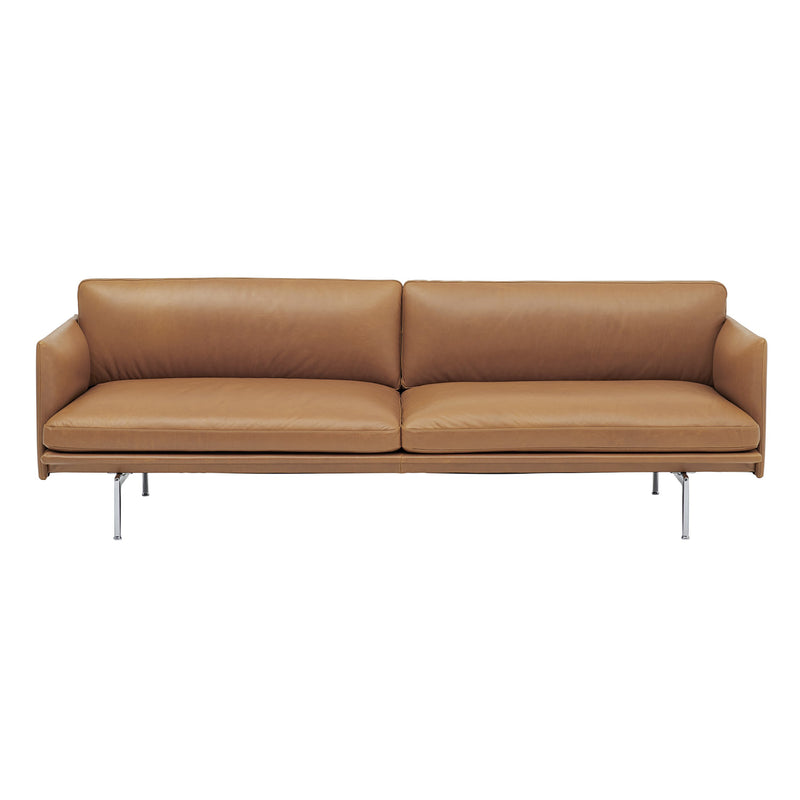 Muuto - Outline Sofa 3-Sitzer | Refine Leder cognac / poliertes Aluminium