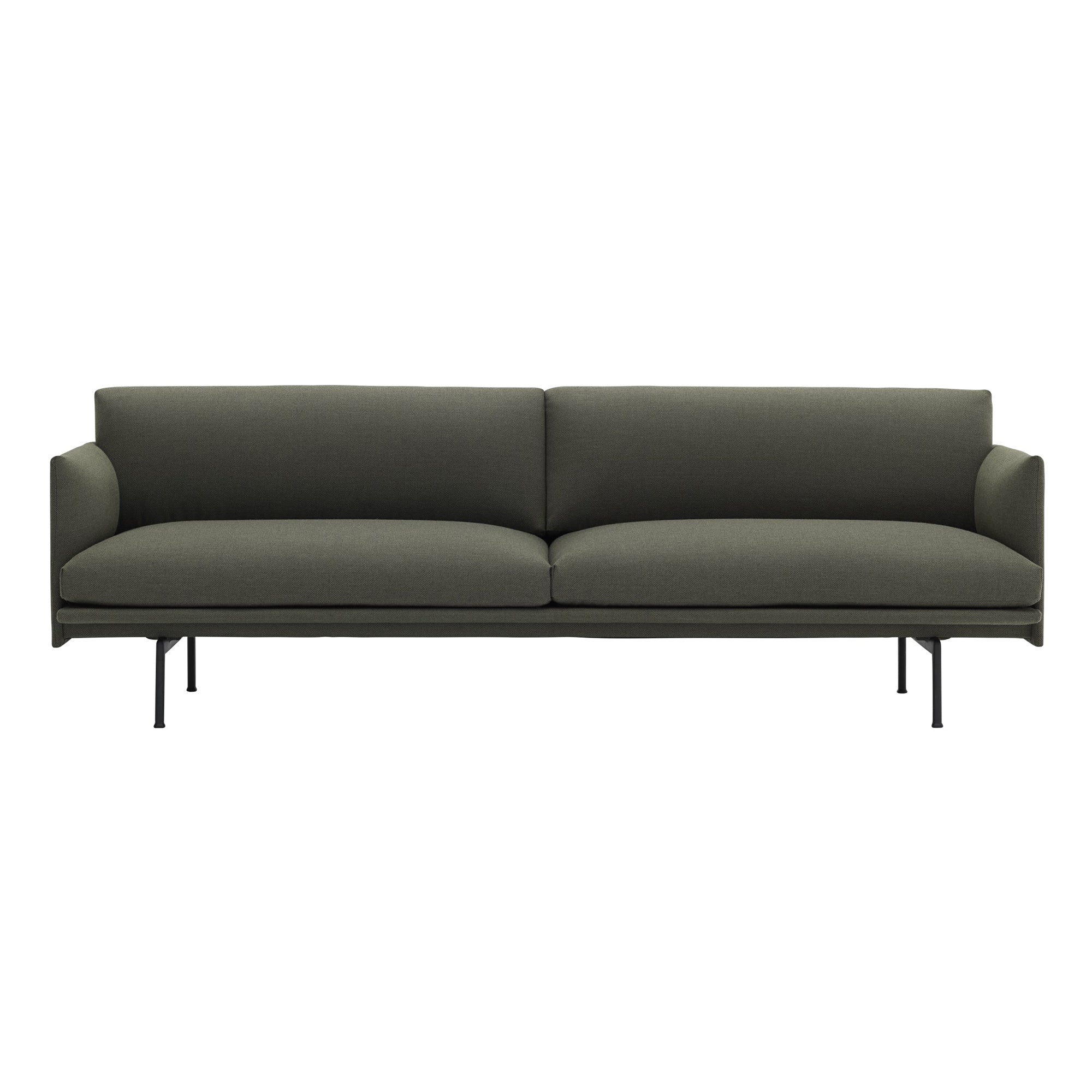 Muuto - Outline Sofa 3-Sitzer | Fiord grün (961) / verkehrsschwarz