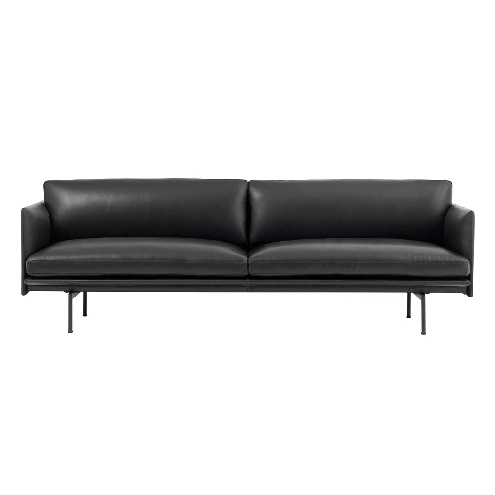 Muuto - Outline Sofa 3-Sitzer | Refine Leather schwarz / schwarz