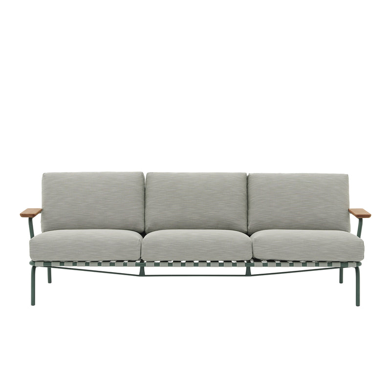Muuto - Settle Outdoor 3-Sitzer Sofa | grün/dunkelgrün (Stoff Ribbed Weave2)