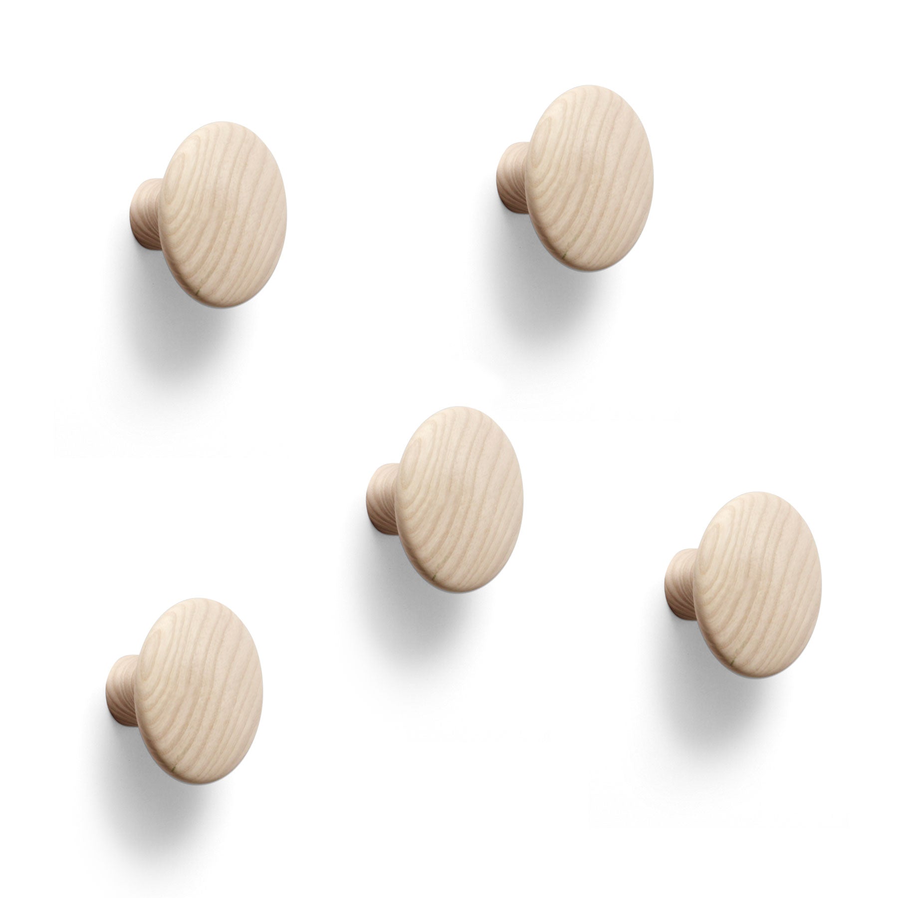 Muuto - Wandhaken "The Dots Wood" 5er-Set | Eiche natur