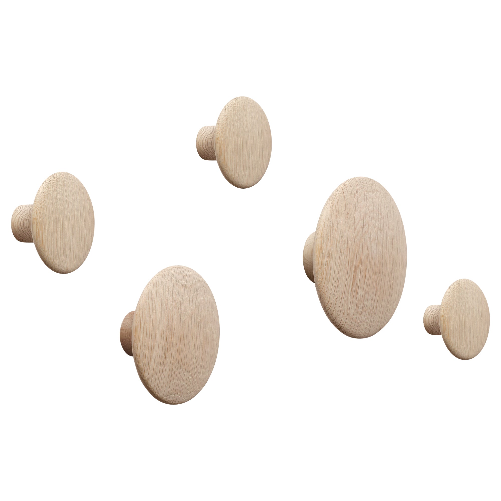 Muuto - Wandhaken "The Dots Wood" 5er-Set | Eiche natur